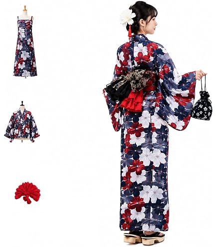 Amazon.co.jp: 夏色の向日葵しらべ藍 Dita オトナ浴衣 完売品 身丈(肩